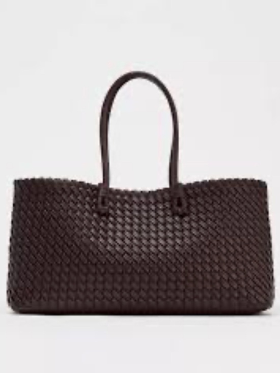 Zara Handbags - Zara Woven Shoulder Tote in Dark Brown